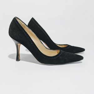 Black Suede Pointed Toe Pumps